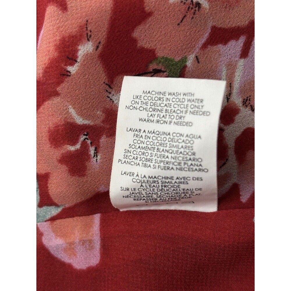 CAbi Red Floral Chiffon Sheer Ruffle Bell Sleeve V-Neck Blouse Women’s S 3590 - Picture 8 of 8